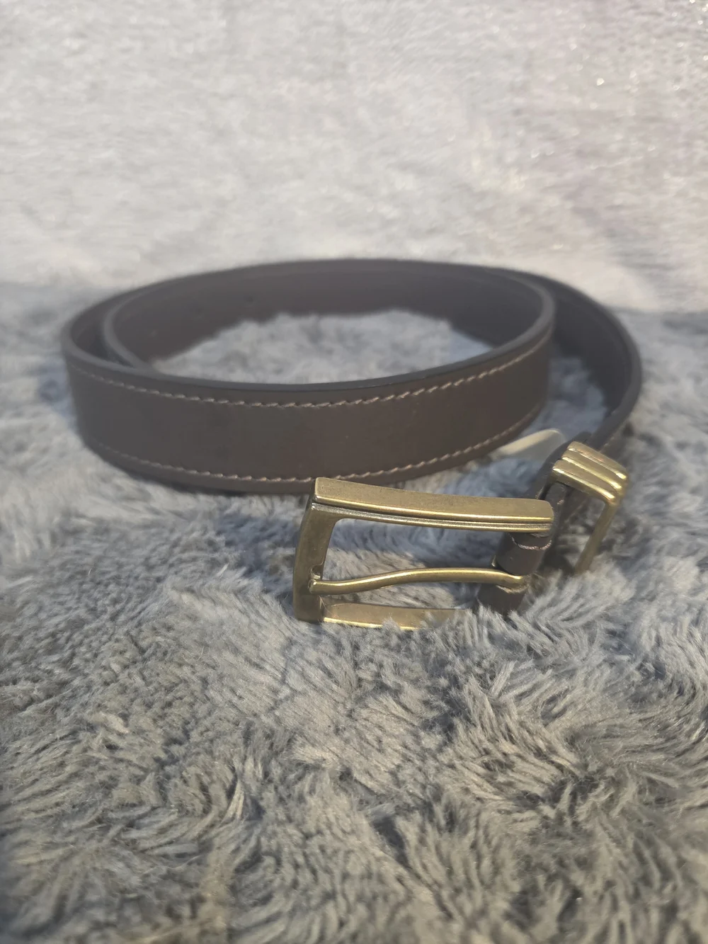 Men's Brown Leather Belt with Brass Buckle